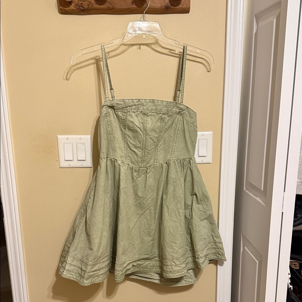 Elegant Olive Green High Low Dress